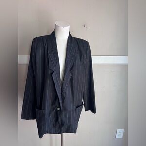 Elegant Black Pinstripe Women's Blazer Size M